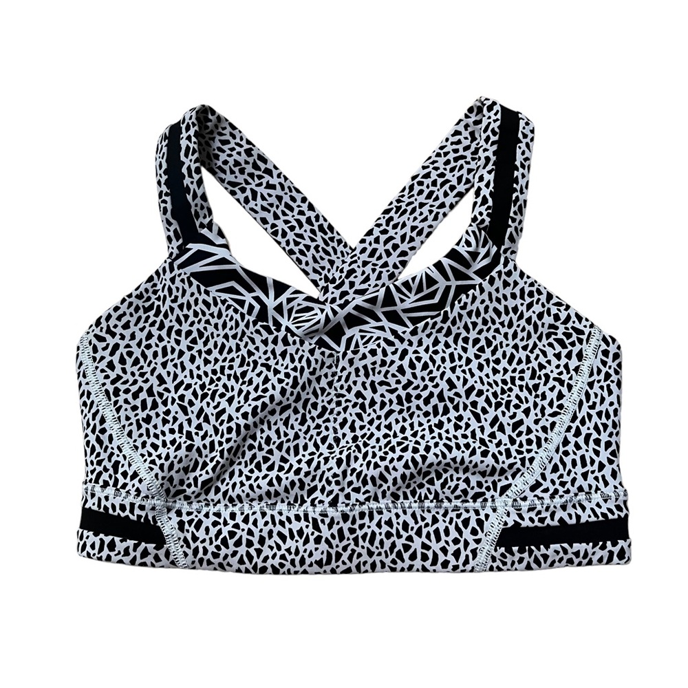 Lululemon black and white rack pack sports bra size 4